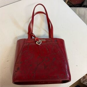 Vintage Brighton Red leather Handbag with Heart Charm